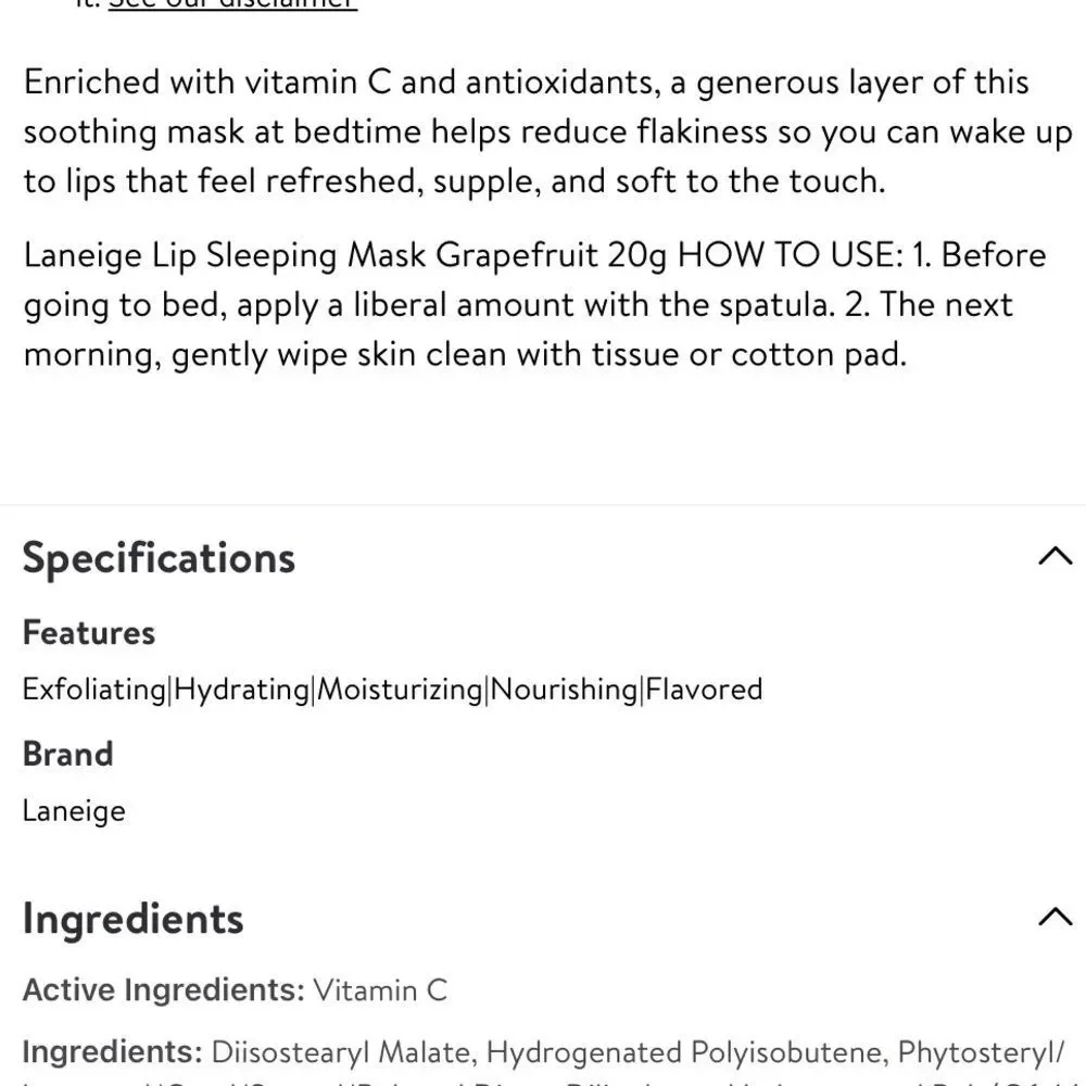 Laneige Lip Sleeping Mask Ex‎ Grapefruit